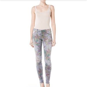 Level 99 Floral Print Skinny Stretch Jeans